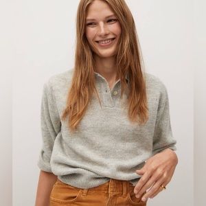 Mango | Grey Polo Style Collar Sweater | Size M